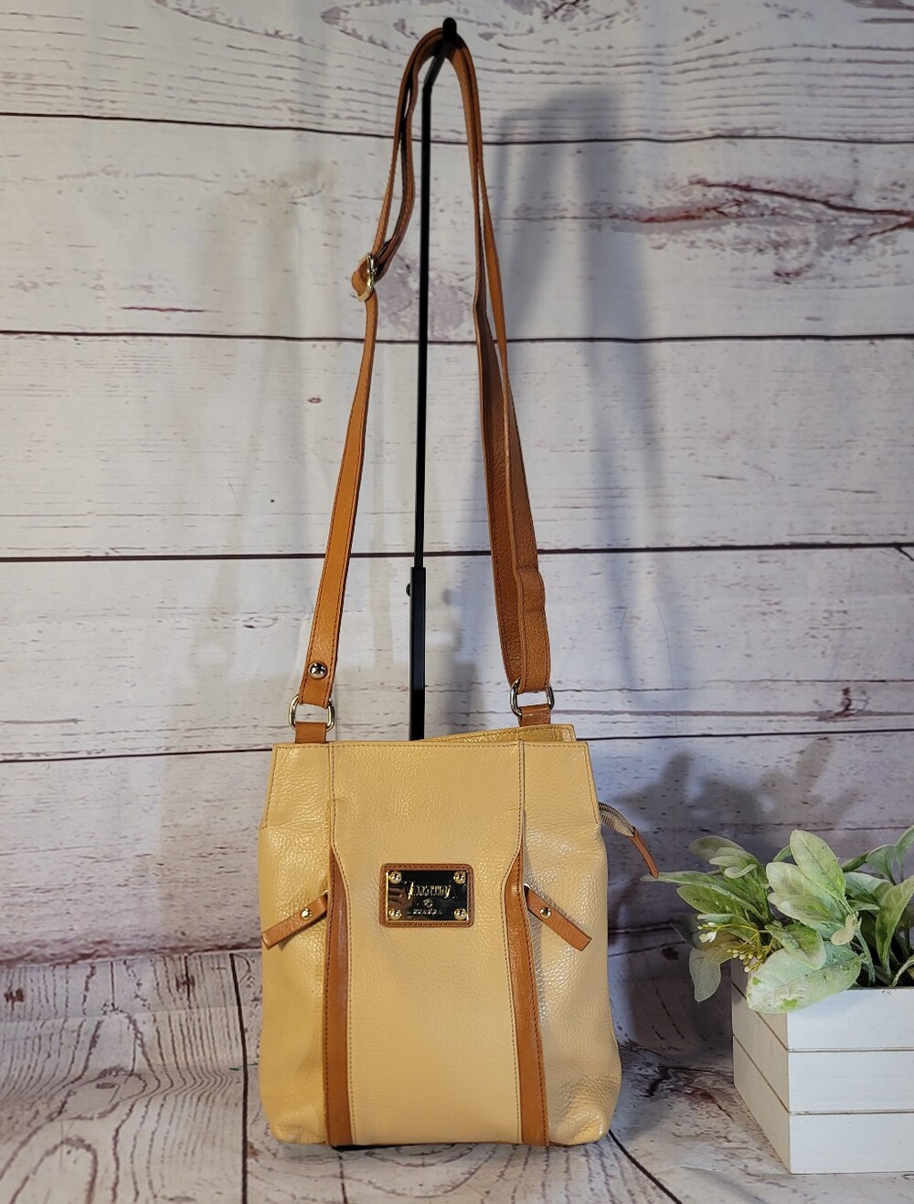 Valentina Italian Leather Top-Zip Crossbody Bag